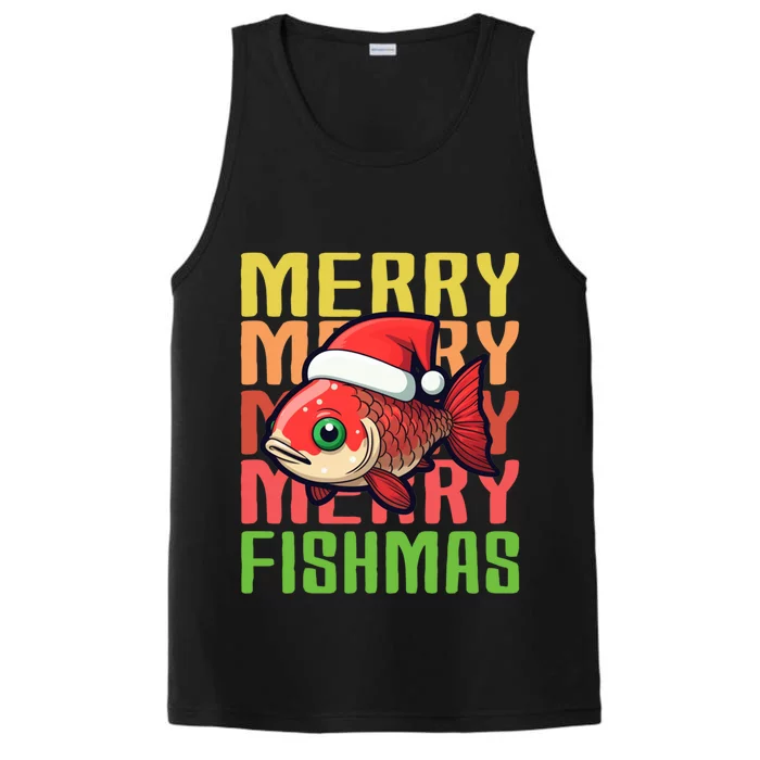 Fishing Merry Fishmas Meaningful Gift Performance Tank