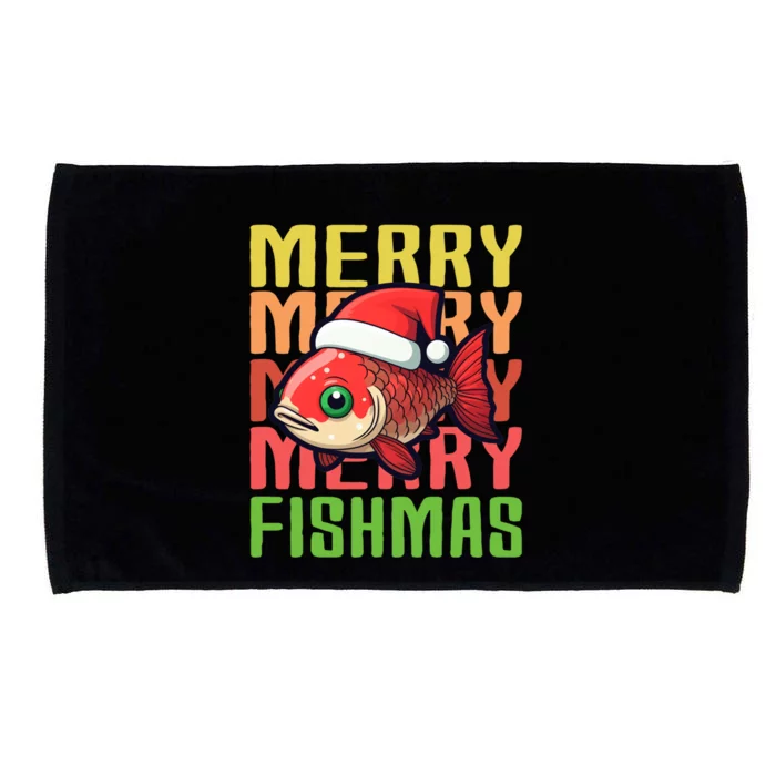 Fishing Merry Fishmas Meaningful Gift Microfiber Hand Towel