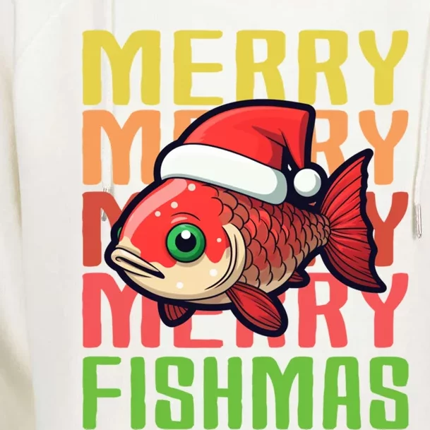 Fishing Merry Fishmas Meaningful Gift Womens Funnel Neck Pullover Hood