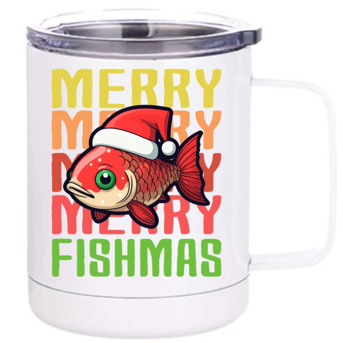 Fishing Merry Fishmas Meaningful Gift Front & Back 12oz Stainless Steel Tumbler Cup