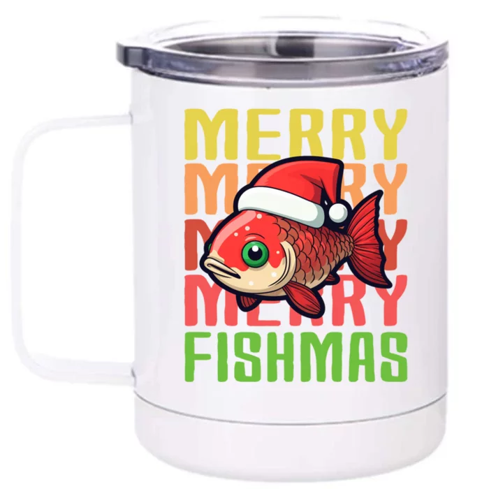 Fishing Merry Fishmas Meaningful Gift Front & Back 12oz Stainless Steel Tumbler Cup