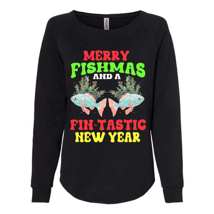 Fishing Merry Fishmas And A Fintastic New Year Great Gift Womens California Wash Sweatshirt