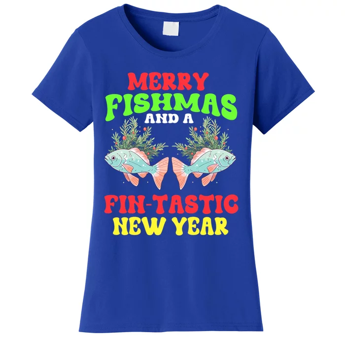 Fishing Merry Fishmas And A Fintastic New Year Great Gift Women's T-Shirt