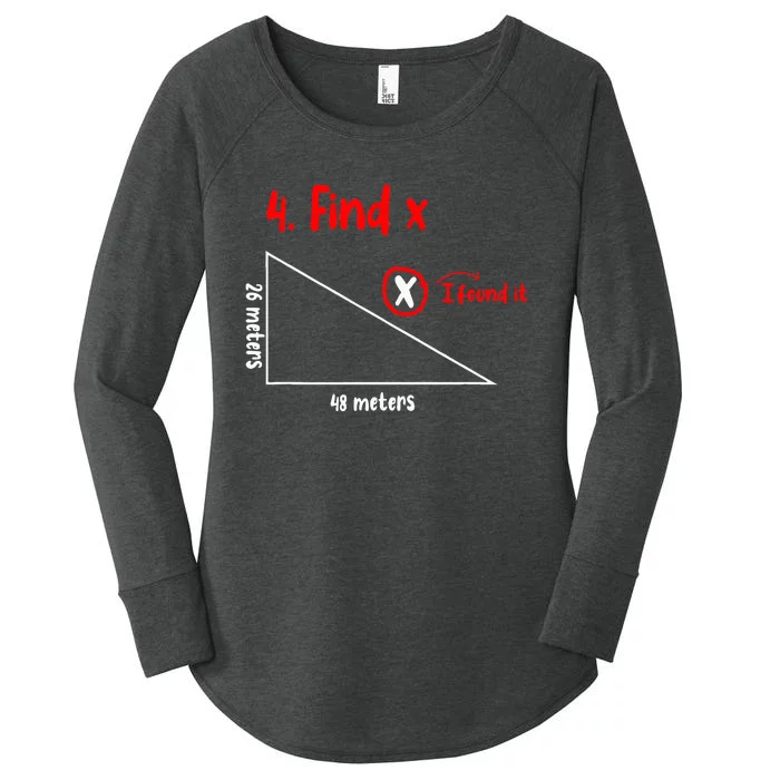 Funny Math Find X Diagram Triangle Lover Women's Perfect Tri Tunic Long Sleeve Shirt