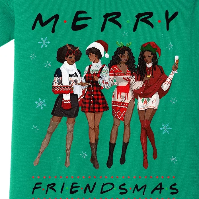 Funny Merry Friendsmas Black Girl Friends Christmas Matching Group Baby Bodysuit