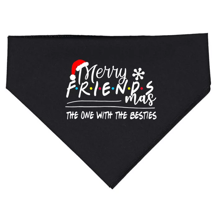 Funny Merry Friendsmas The One With The Besties Christmas USA-Made Doggie Bandana