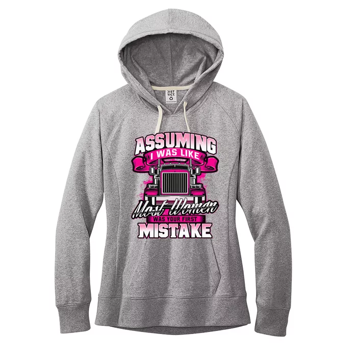 First Mistake Female Semi Truck Driver Trucker Trucking Women's Fleece Hoodie