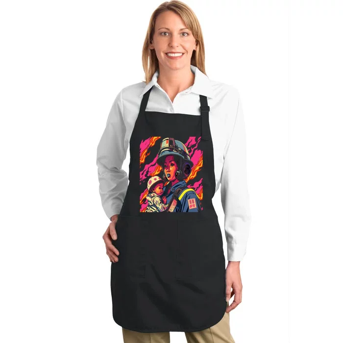 Firefighter Mom Firewoman Mother Mother's Day Full-Length Apron With Pocket