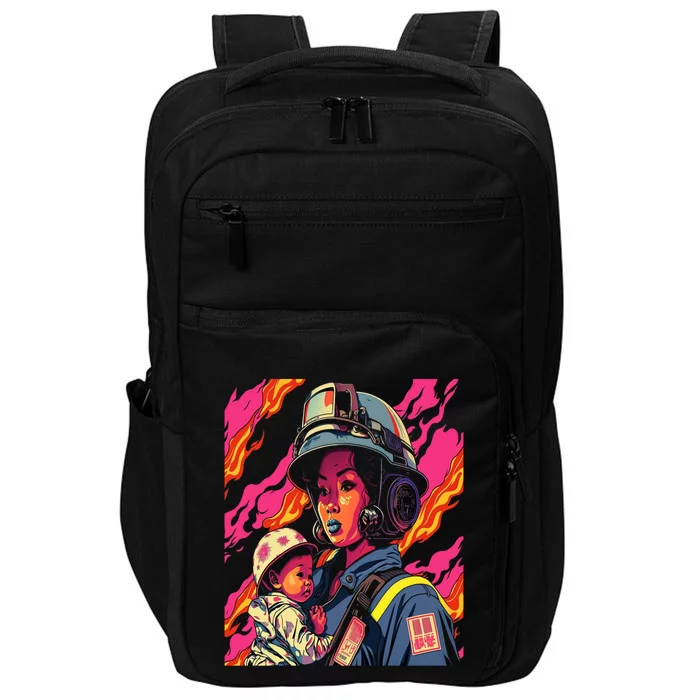 Firefighter Mom Firewoman Mother Mother's Day Impact Tech Backpack