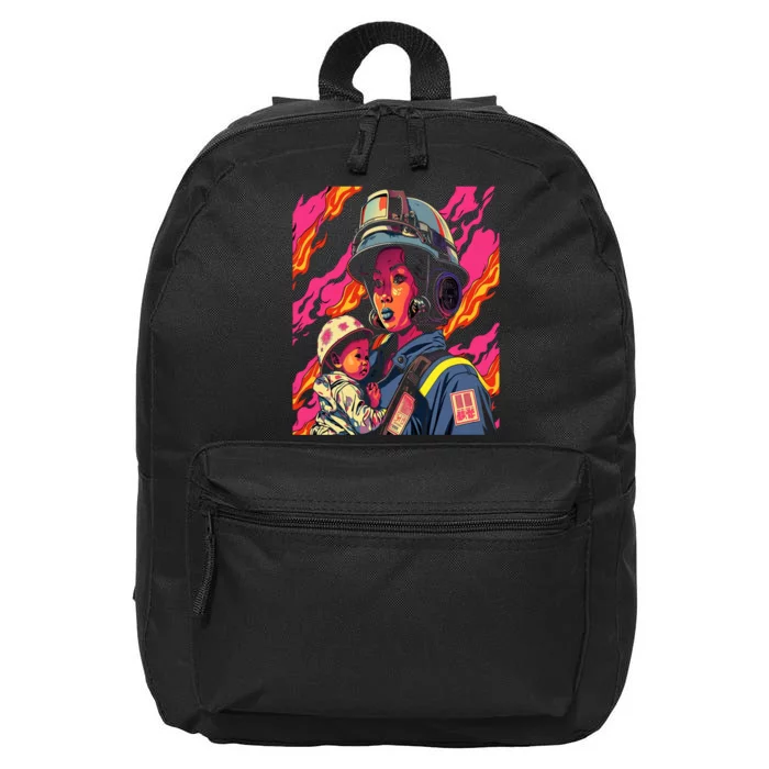 Firefighter Mom Firewoman Mother Mother's Day 16 in Basic Backpack