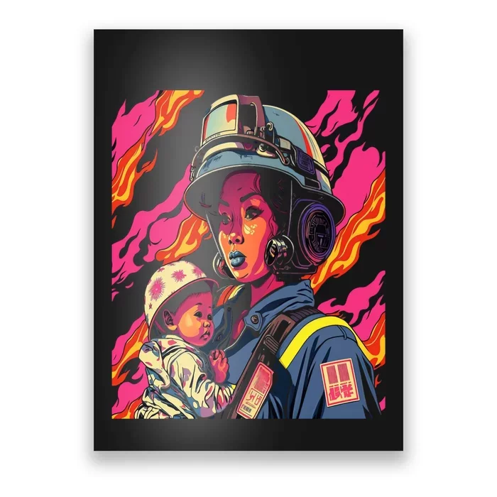 Firefighter Mom Firewoman Mother Mother's Day Poster