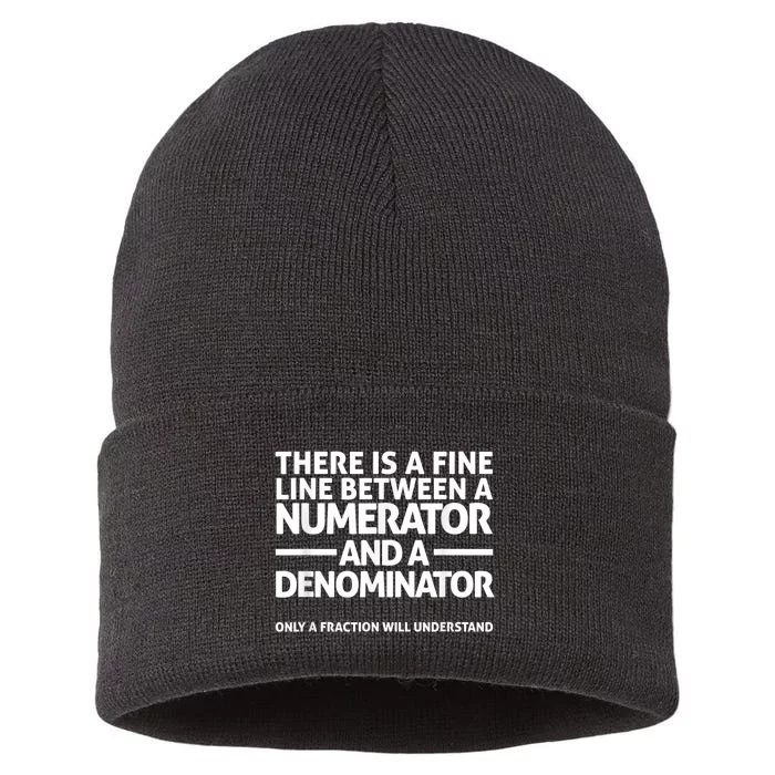 Funny Math FINE LINE NUMERATOR DENOMINATOR Sustainable Knit Beanie