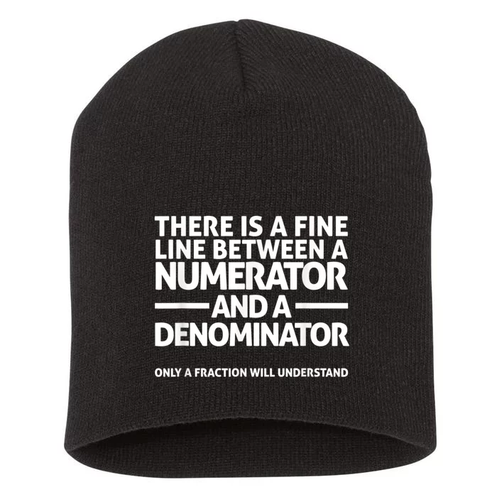 Funny Math FINE LINE NUMERATOR DENOMINATOR Short Acrylic Beanie