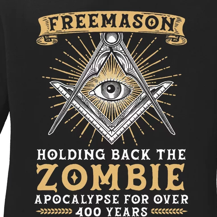 Freemason Masonic Fraternal Freemasonry Square Compass Ladies Long Sleeve Shirt