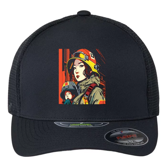 Firefighter Mom Firewoman Mother Mother's Day Gift Flexfit Unipanel Trucker Cap