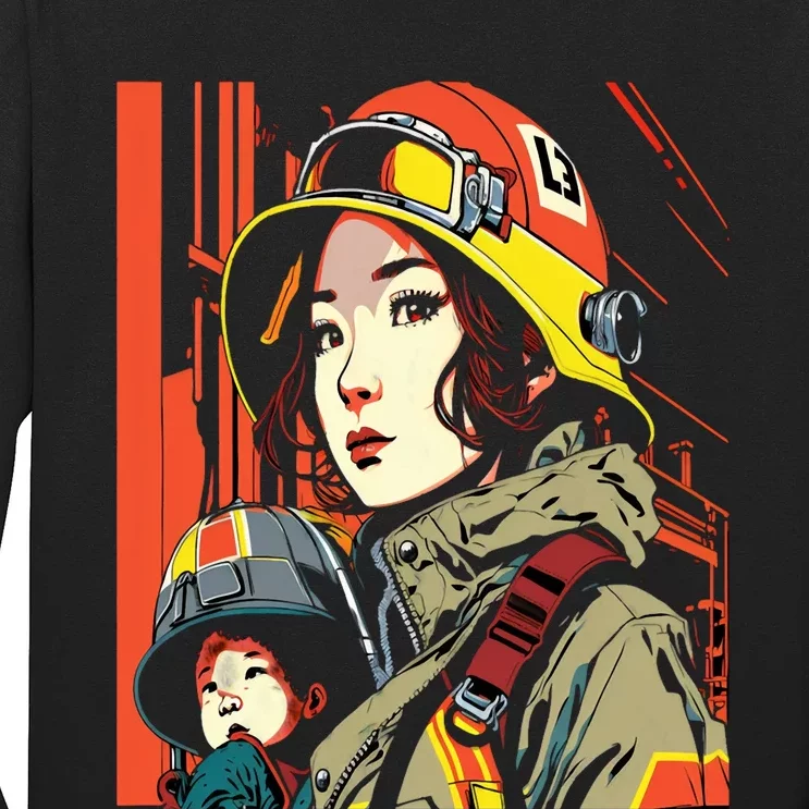 Firefighter Mom Firewoman Mother Mother's Day Gift Long Sleeve Shirt