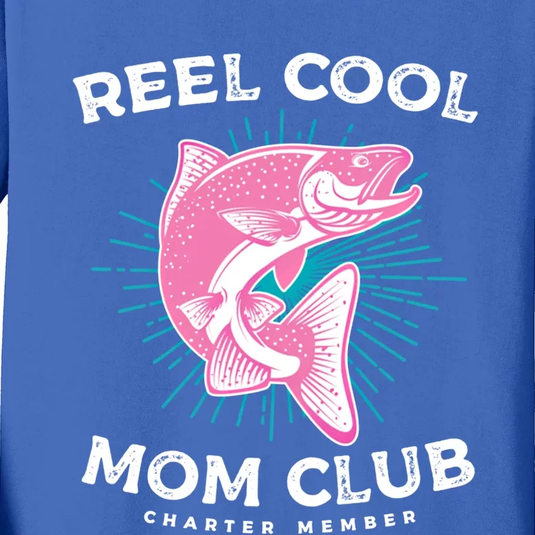 Funny Mom Fishing Design For Mother's Day Cool Gift Kids Long Sleeve Shirt