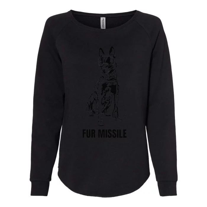 Fur Missile Funny Black Belgian Malinois Dog Womens California Wash Sweatshirt