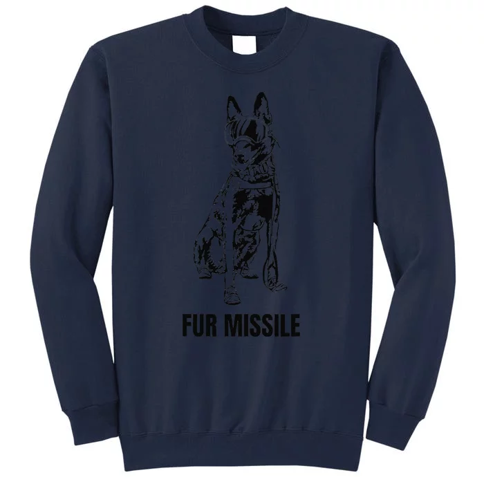 Fur Missile Funny Black Belgian Malinois Dog Tall Sweatshirt