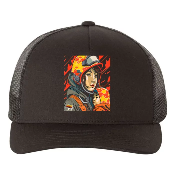 Firefighter Mom Firewoman Mother's Day Design Yupoong Adult 5-Panel Trucker Hat