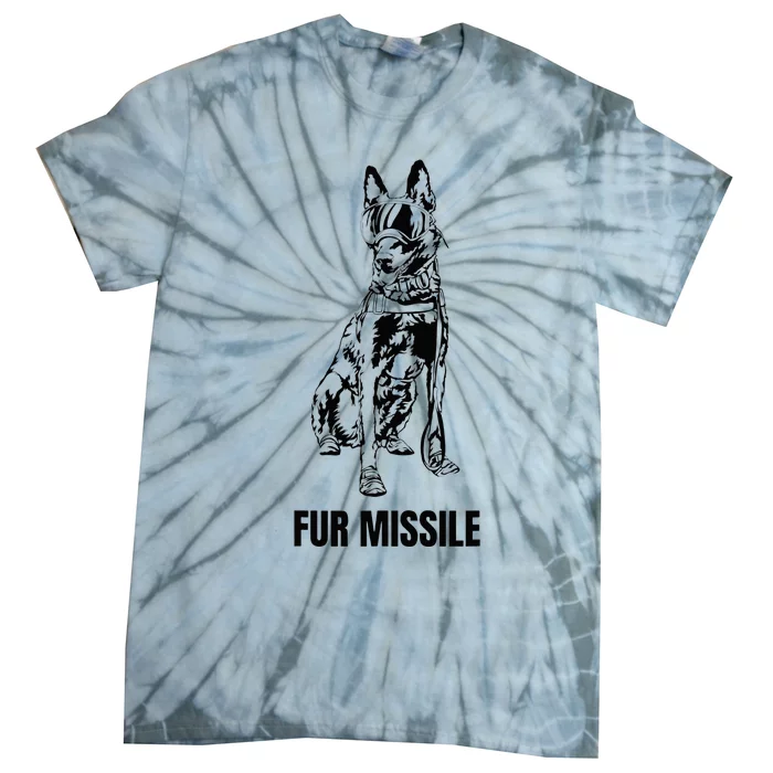 Fur Missile Funny Black Belgian Malinois Dog Tie-Dye T-Shirt