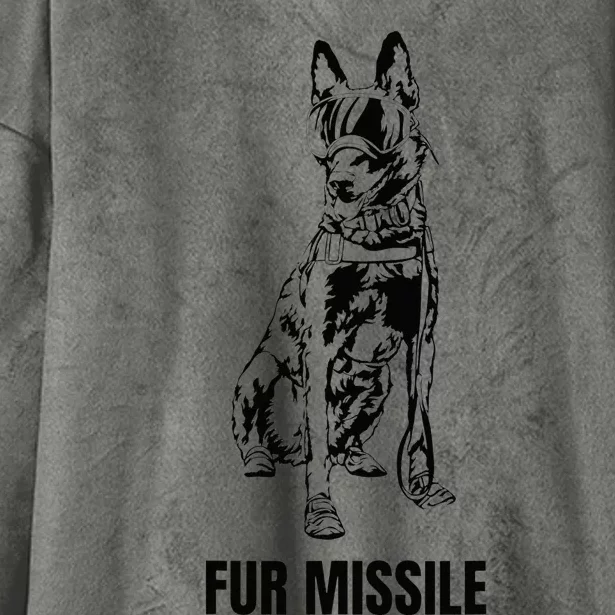 Fur Missile Funny Black Belgian Malinois Dog Hooded Wearable Blanket