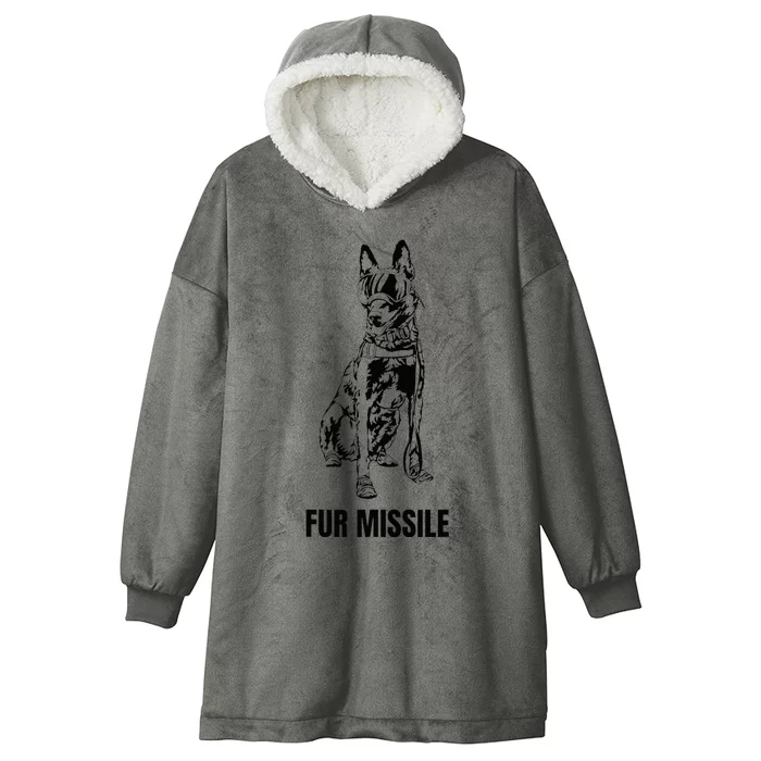 Fur Missile Funny Black Belgian Malinois Dog Hooded Wearable Blanket