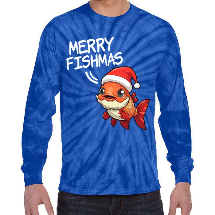 Fishing Merry Fishmas Gift Tie-Dye Long Sleeve Shirt