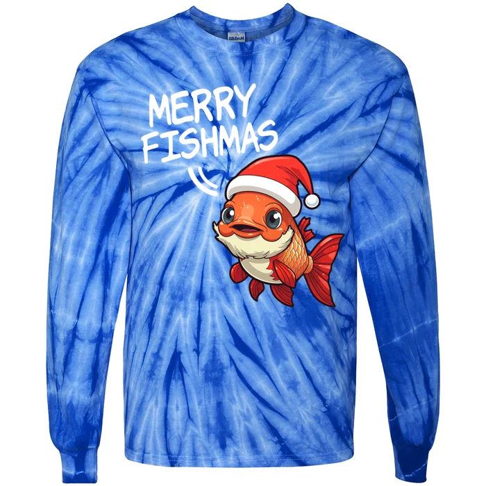 Fishing Merry Fishmas Gift Tie-Dye Long Sleeve Shirt