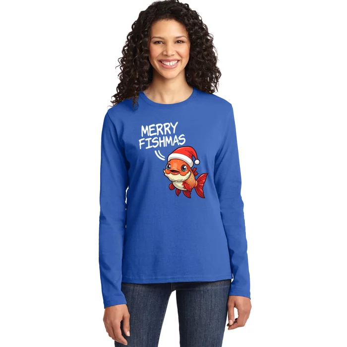 Fishing Merry Fishmas Gift Ladies Long Sleeve Shirt