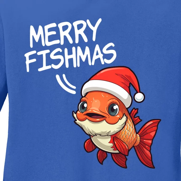 Fishing Merry Fishmas Gift Ladies Long Sleeve Shirt