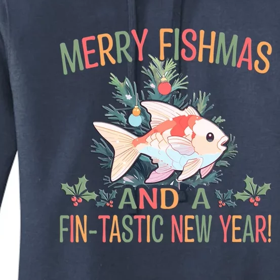 Fishing Merry Fishmas And A Fintastic New Year Gift Women's Pullover Hoodie