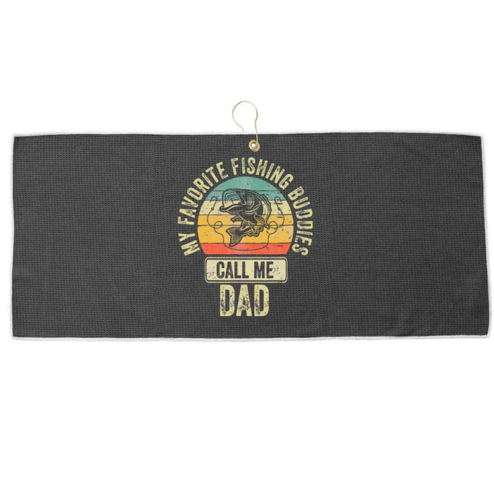 Fisherman My Favorite Fishing Buddies Call Me Dad Large Microfiber Waffle Golf Towel