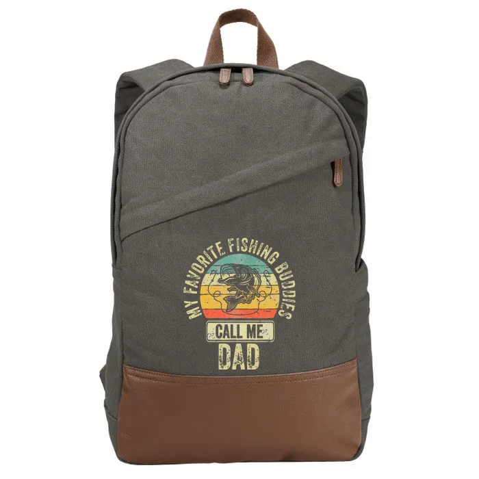 Fisherman My Favorite Fishing Buddies Call Me Dad Cotton Canvas Backpack