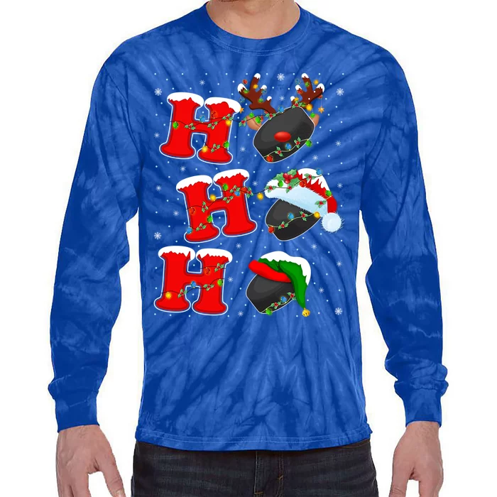 Funny Matching Family Santa Ho Ho Ho Ice Hockey Christmas Gift Tie-Dye Long Sleeve Shirt