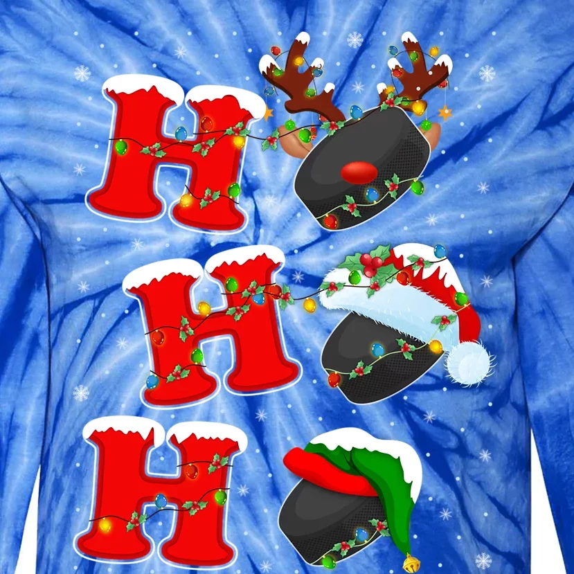 Funny Matching Family Santa Ho Ho Ho Ice Hockey Christmas Gift Tie-Dye Long Sleeve Shirt