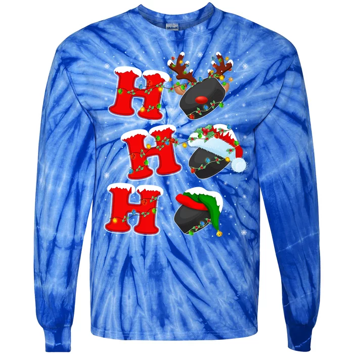 Funny Matching Family Santa Ho Ho Ho Ice Hockey Christmas Gift Tie-Dye Long Sleeve Shirt