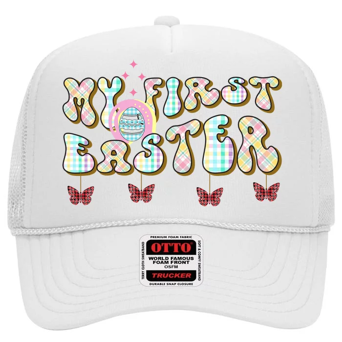 Funny My First Easter High Crown Mesh Trucker Hat