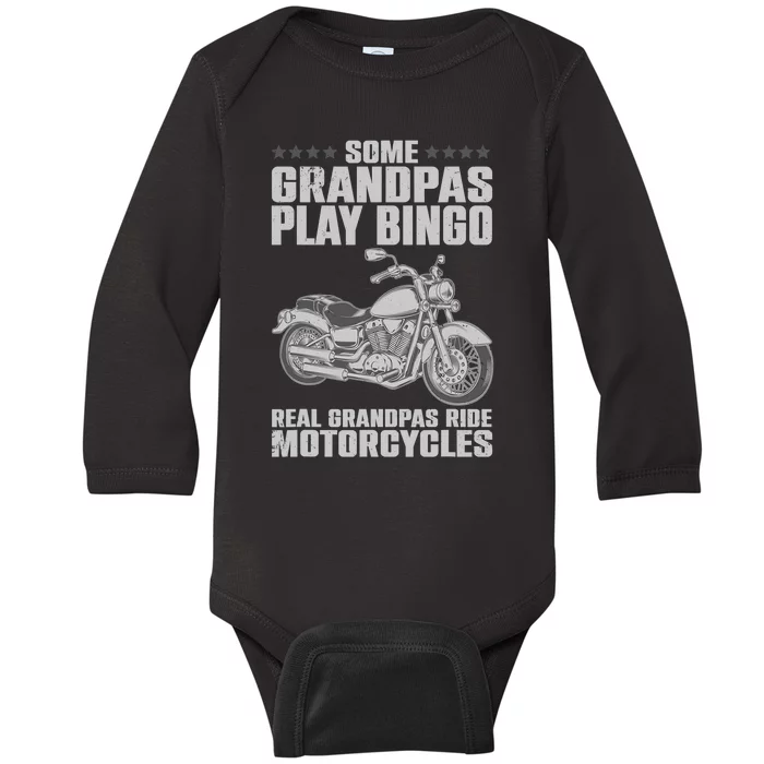 Funny Motorcycle For Grandpa Dad Motorcycle Lovers Riders Baby Long Sleeve Bodysuit