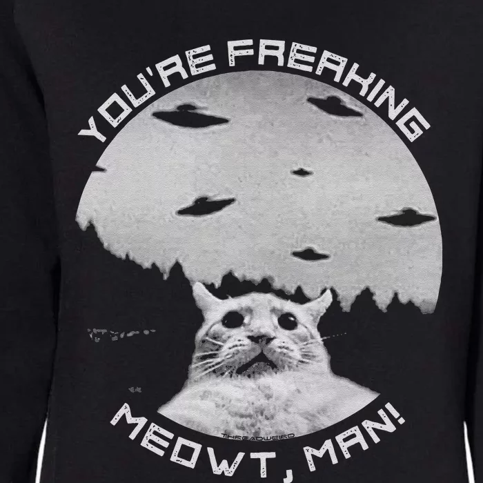 Freaking Meowt Funny UFO Cat Womens California Wash Sweatshirt