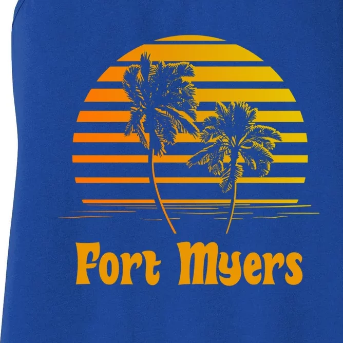 Fort Myers Florida Sunset Palm Trees Beach Vacation Cool Gift Women's Racerback Tank