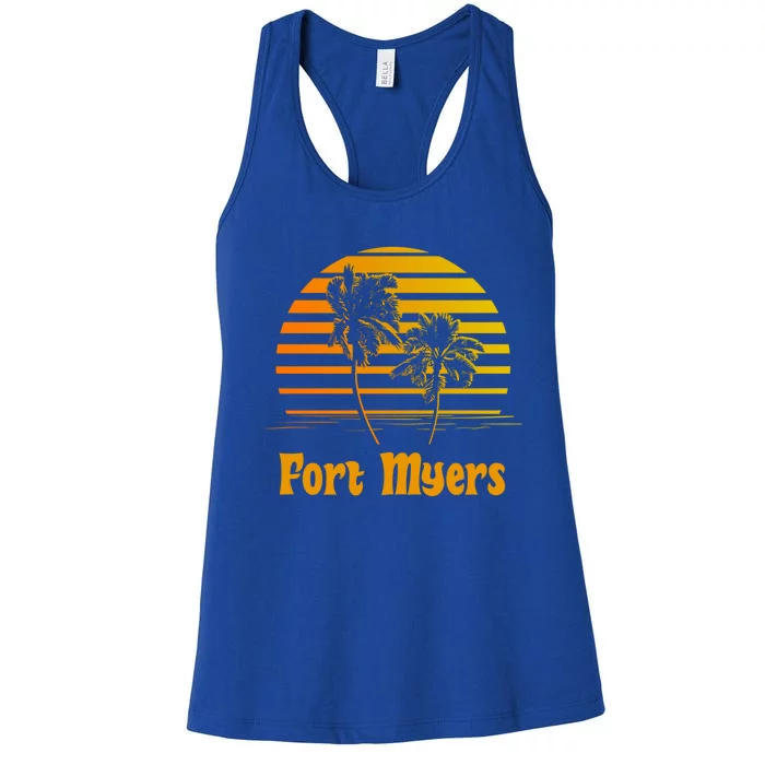 Fort Myers Florida Sunset Palm Trees Beach Vacation Cool Gift Women's Racerback Tank