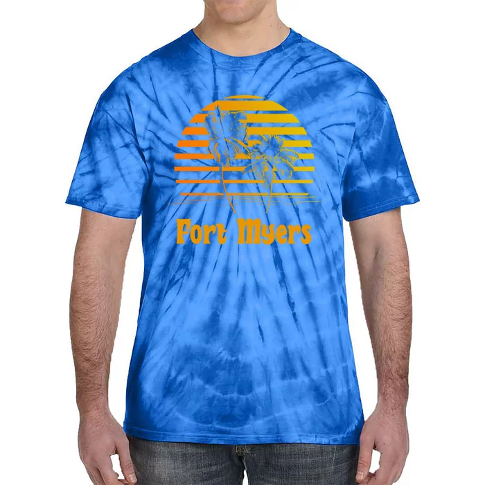 Fort Myers Florida Sunset Palm Trees Beach Vacation Cool Gift Tie-Dye T-Shirt