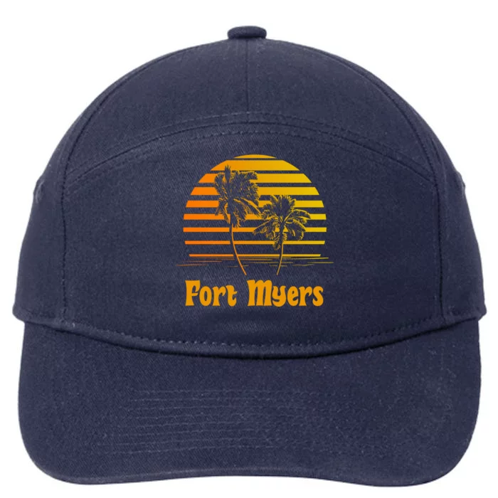 Fort Myers Florida Sunset Palm Trees Beach Vacation Cool Gift 7-Panel Snapback Hat