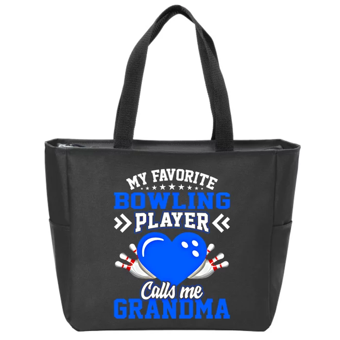 Fun My Favorite Bowling Player Calls Me Grandma Gift Zip Tote Bag