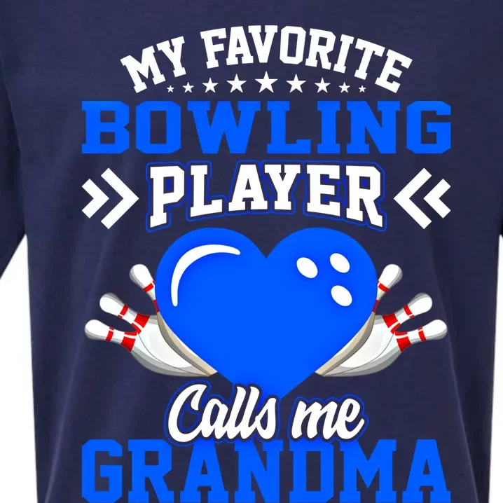 Fun My Favorite Bowling Player Calls Me Grandma Gift Sueded Cloud Jersey T-Shirt