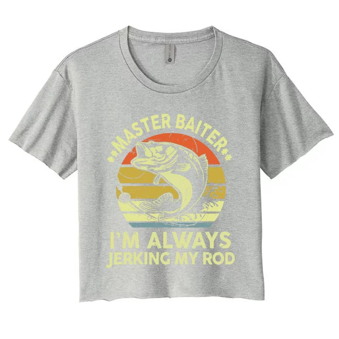 Fishing Masterbaiter Funny Bass Dad Women's Crop Top Tee