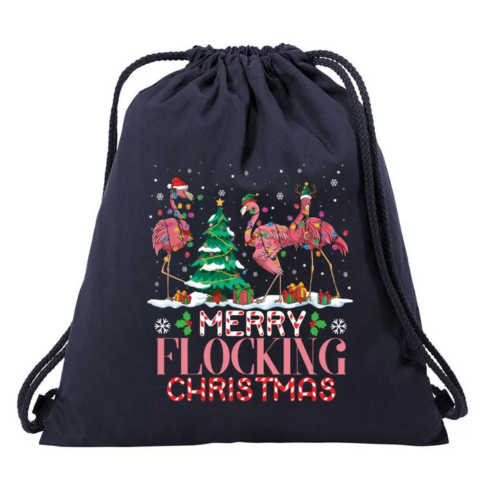 Flamingo Merry Flocking Christmas Funny Xmas Gift Drawstring Bag