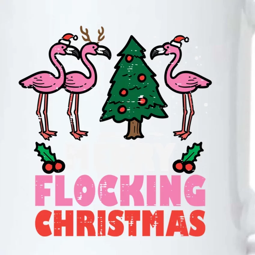 Flamingo Merry Flocking Christmas Funny Xmas Gift Black Color Changing Mug