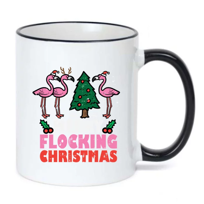 Flamingo Merry Flocking Christmas Funny Xmas Gift Black Color Changing Mug